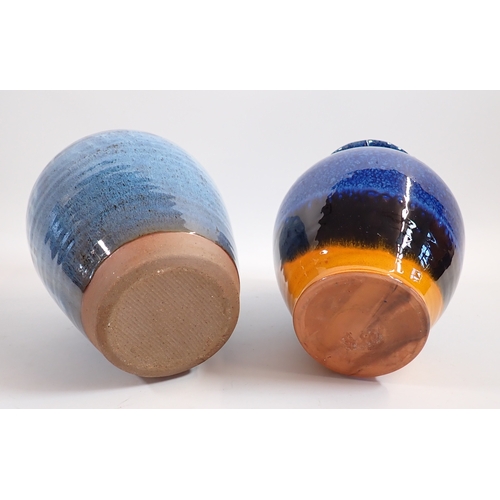 18 - A Hartland pottery blue vase, 22cm and another studio pottery vase