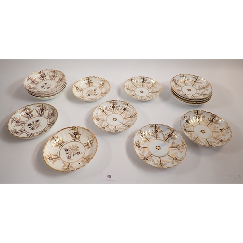 45 - A Barr Flight & Barr Worcester part tea set comprising four tea bowls, eight saucers and one coffee ... 
