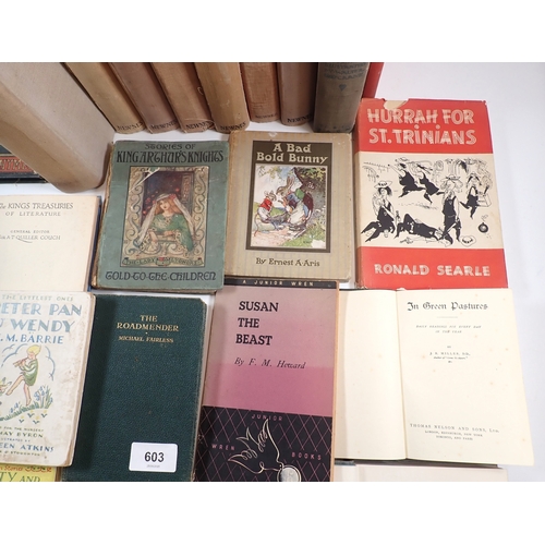 603 - A small group of children's books including The House at Pooh Corner, Hurrah for St Trinian's first ... 