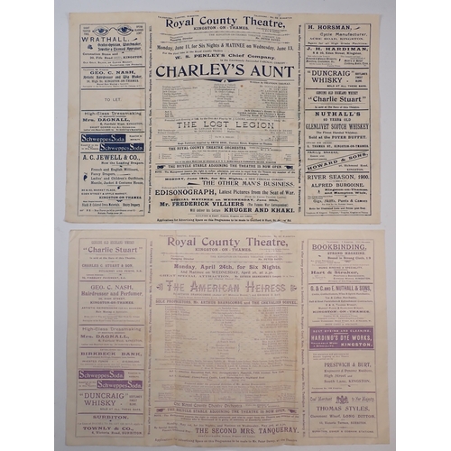 607 - Two early 20th century theatre programmes for the Royal County Theatre, Kingston on Thames