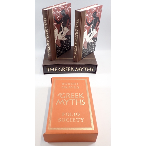 660 - The Greek Myths by Robert Graves, Folio Society two volumes in slip case and single volume with leat... 