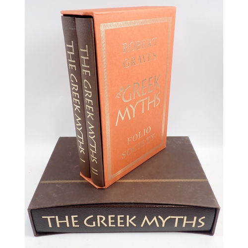 660 - The Greek Myths by Robert Graves, Folio Society two volumes in slip case and single volume with leat... 