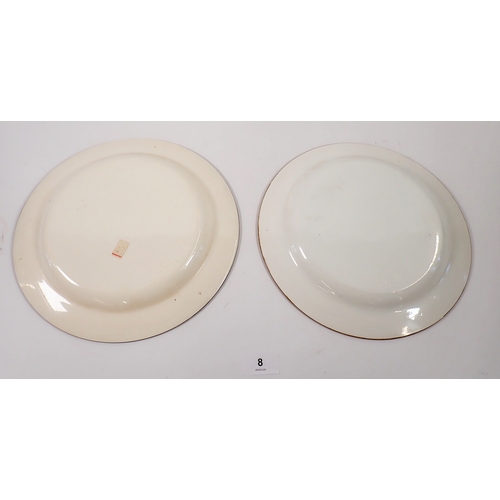 8 - Two early 19th century Wedgwood creamware plates painted leaves, 25cm diameter