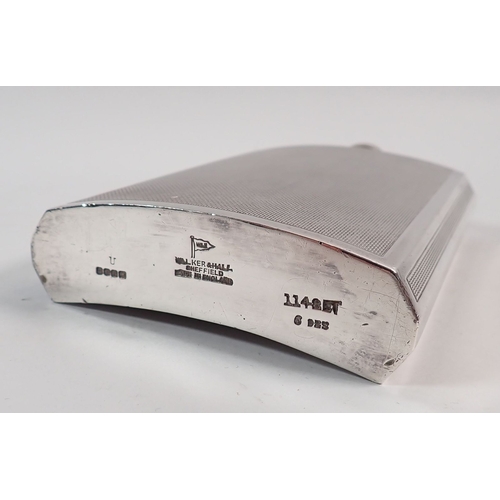 130 - A Walker & Hall silver plated spirit flask, 13.5cm high