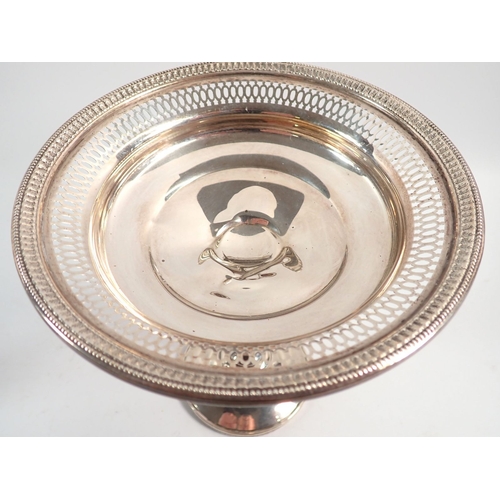 150 - A pair of silver tall comports with weighted bases and pierced borders by Webster Company, Massachus... 