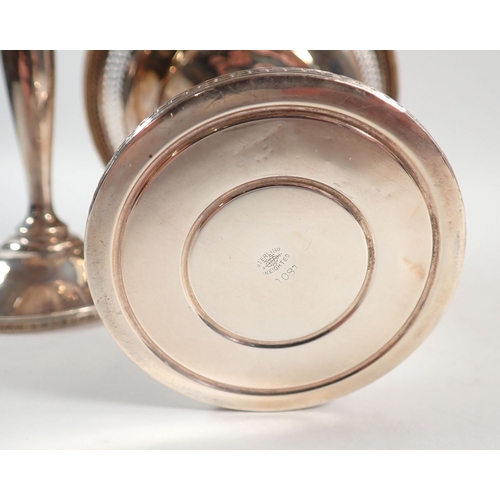 150 - A pair of silver tall comports with weighted bases and pierced borders by Webster Company, Massachus... 