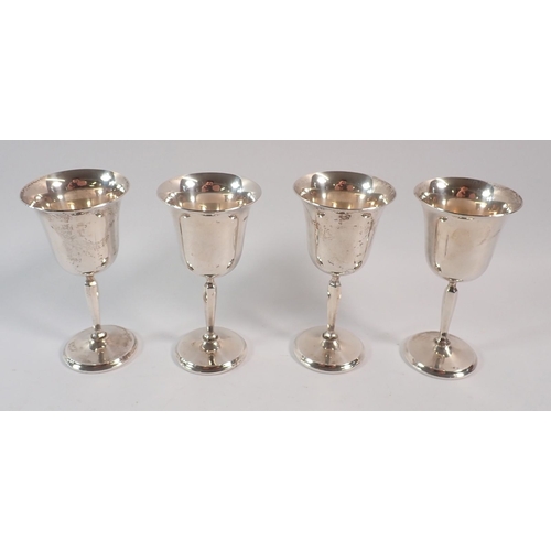 155 - A set of four small silver goblets, Birmingham 1972, 10.5cm tall, makers JM-A, 262g