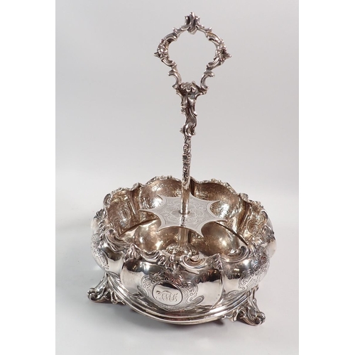 163 - A Victorian silver engraved cruet stand, London 1840 by Edward, Edward Junior, John & William Barnar... 