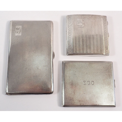 168 - Three silver cigarette cases, largest 14.5cm, total weight 443g