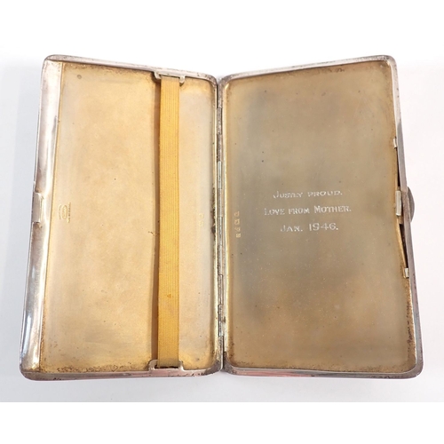 168 - Three silver cigarette cases, largest 14.5cm, total weight 443g