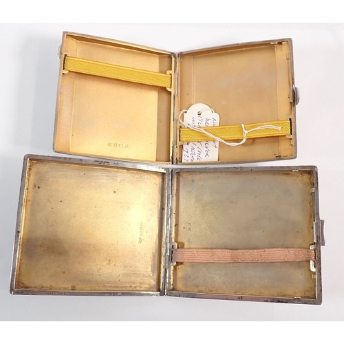168 - Three silver cigarette cases, largest 14.5cm, total weight 443g