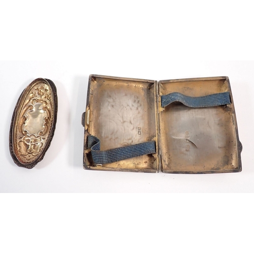 178 - A silver cigarette case af and trinket box lid, 63g