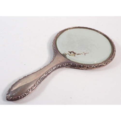 182 - Two silver topped toiletry jars and other dressing table silver mounted items including brush