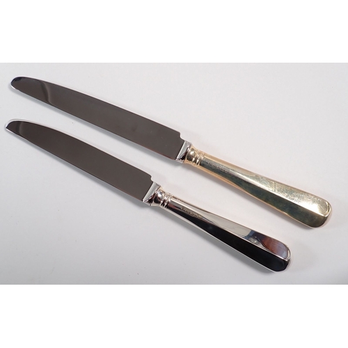 188 - A silver cutlery set by William Turner comprising six silver handled dinner knives, five silver hand... 