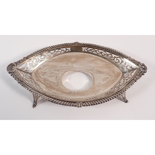 205 - A silver inkstand with pierced border by William Aitken, Birmingham 1902, 18cm wide weighable silver... 