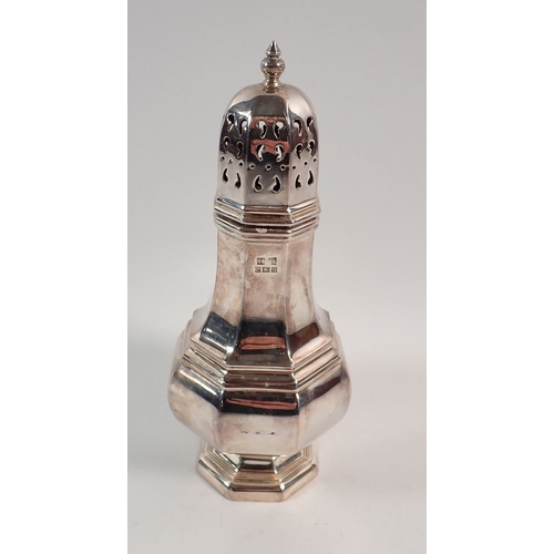 211 - A silver sugar caster by Hampton Utilities, Birmingham 1963, 17cm tall, 155g