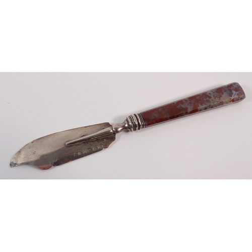 223 - A George III silver butter knife with marble handle by Samuel Pemberton, Birmingham, 17.5cm