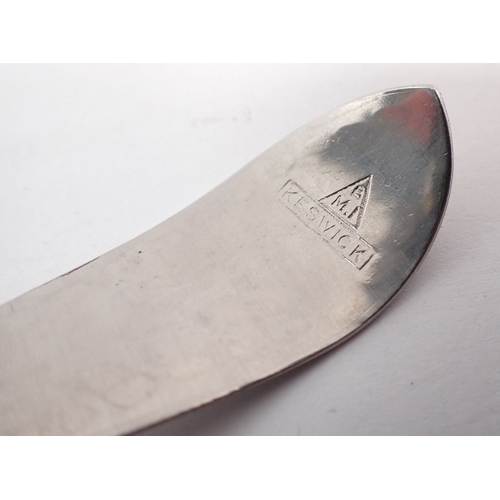 226 - A Keswick BMI pewter caddy spoon with planished finish, 11cm long