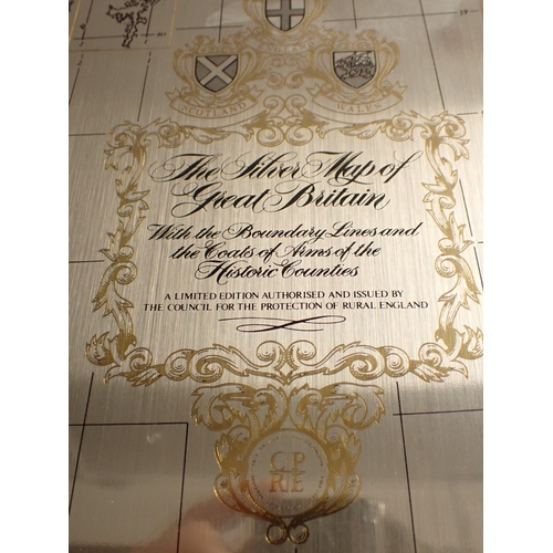 231 - A silver map of Great Britain by the CPRE 1968, 51 x 69cm
