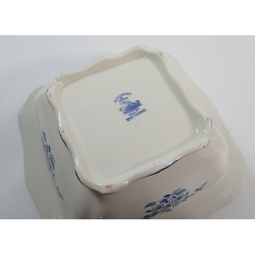 26 - A blue and white Furnivals meat plate and dish, 24cm square