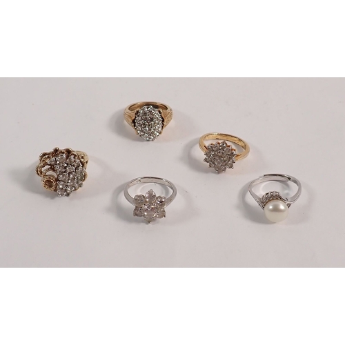 359 - Five various dress rings including two silver gilt ones