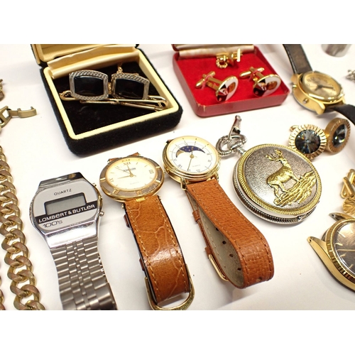 399 - A group of mens cufflinks, watches etc.
