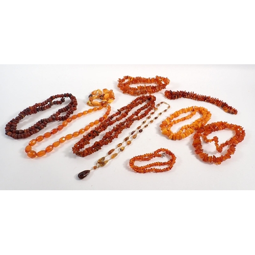 413 - A collection of amber necklaces