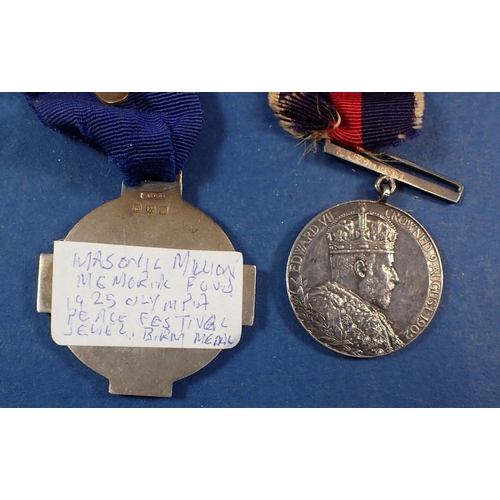 540 - A silver masonic medal and an Edward VII commemorative medal
