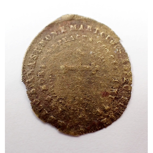 549A - A Byzantine religious coin / token featuring a bearded man to obverse and crucifix and text to rever... 