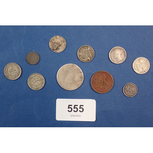 555 - A collectors coin album containing British and World coins including George III penny 1806, 1797 car... 