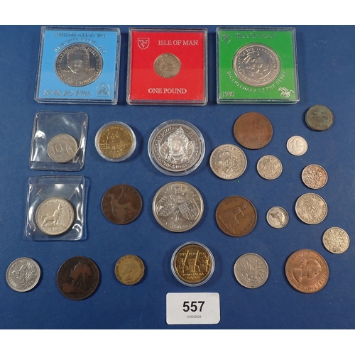 557 - A miscellaneous group of coins to include a silver British Virgin Island $10 coin, commemorative cro... 