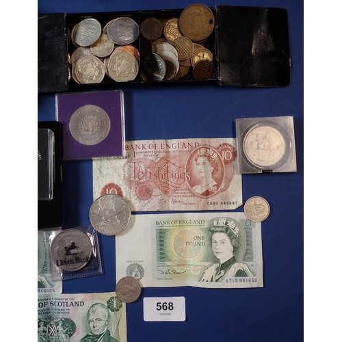 568 - A collection of British pre-decimal and decimal coins and banknotes including Victoria - Elizabeth I... 
