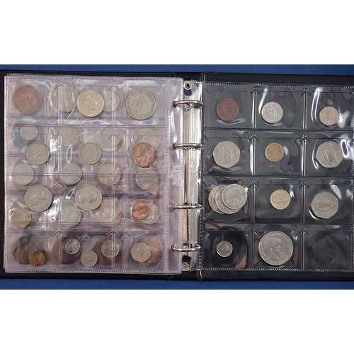 574 - An album of British and World coins including silver examples, pre 1920 shillings x3, threepences x9... 