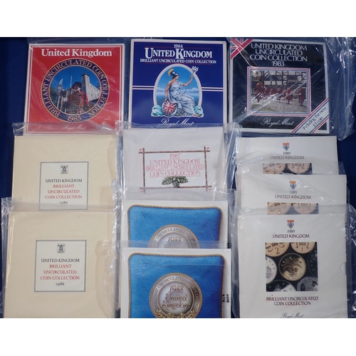 575 - Three 1970 coinage of Great Britain and Northern Ireland coin sets plus eleven UK uncirculated coin ... 