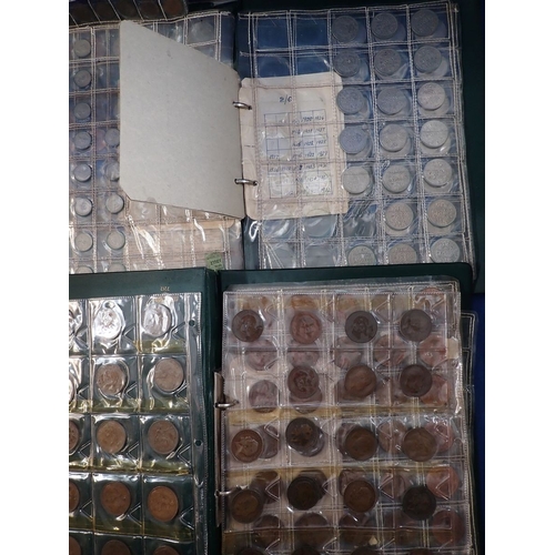 582 - A collection of pre decimal British coins across two albums plus loose, Victoria - Elizabeth II penn... 