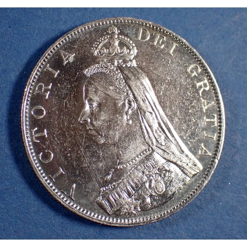 592 - A Victoria silver 1887 double florin with Arabic 1, Cond: VF-EF