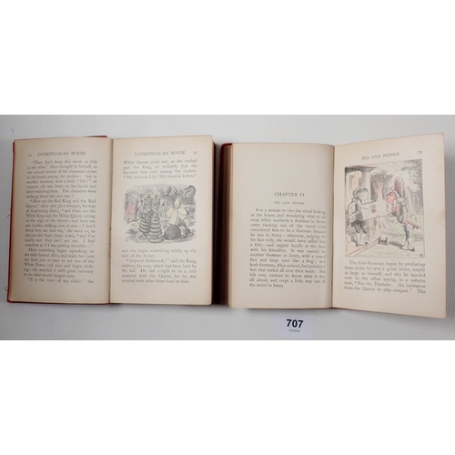 707 - Two books - Alice's Adventures in Wonderland 1912 and Alice Through the Looking Glass 1911 - Lewis C... 