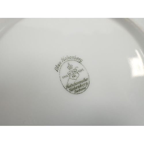 5 - Two India Temple blue and white plates by John Ridgway and three floral blue and white bowls