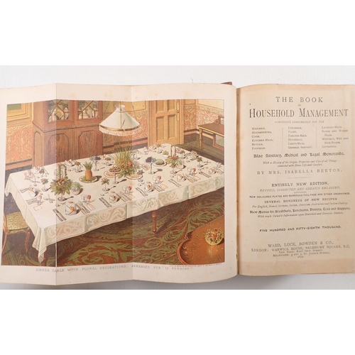 767 - Mrs Beatons Home Management 1892 and Housewife's Treasury - both in half leather binding
