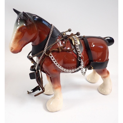 10 - A Charrington & Co beer wagon and pottery cart horse plus a smaller cart horse, 19cm high