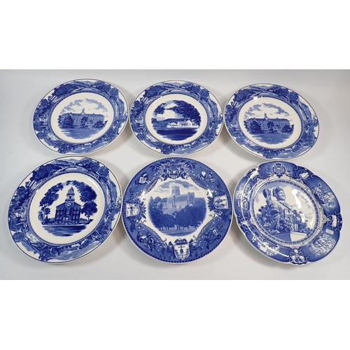 124 - Six American Naval plates made by Wedgwood, five depicting Naval Colleges and one Tecumseh, 26cm dia... 