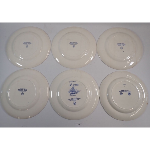 124 - Six American Naval plates made by Wedgwood, five depicting Naval Colleges and one Tecumseh, 26cm dia... 