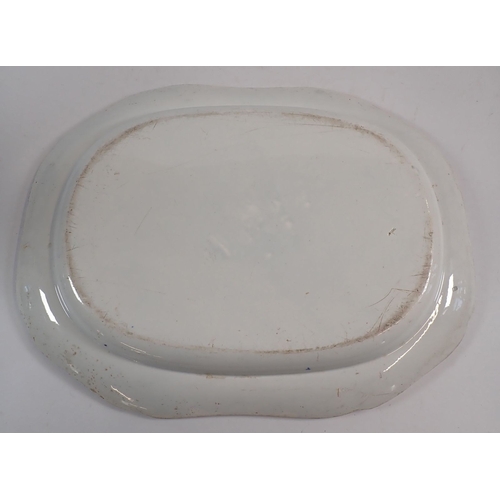 125 - An early 19th century Spode blue and white 'Castle' pattern meat plate/platter circa 1820, 52cm wide