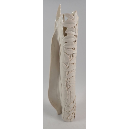 126 - A Studio Pottery tall leaf vase by Jane Smith, Keswick, 41cm tall