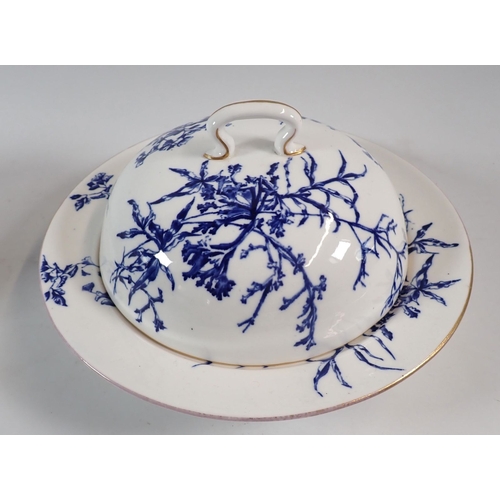 128 - A Royal Crown Derby 'Blue Hedgerow' pattern part tea set including six cups, four saucers, six tea p... 