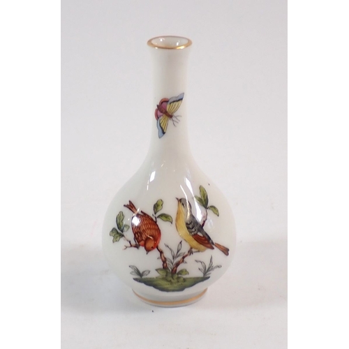 135 - A Herend miniature vase painted birds, 8cm high