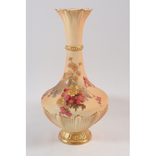 143 - A Royal Worcester ivory blush vase painted spray of flowers No. 1538, 26.5cm