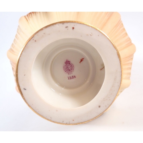 143 - A Royal Worcester ivory blush vase painted spray of flowers No. 1538, 26.5cm