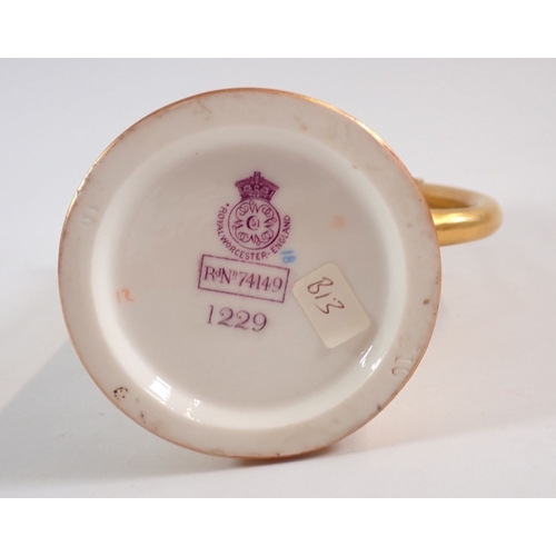 144 - A Royal Worcester ivory blush tusk jug painted poppies and signed ER for Edward Raby, No. 1229, 16.5... 
