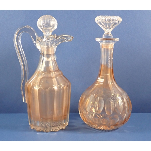 163 - A Victorian cut glass claret decanter and bottle form decanter